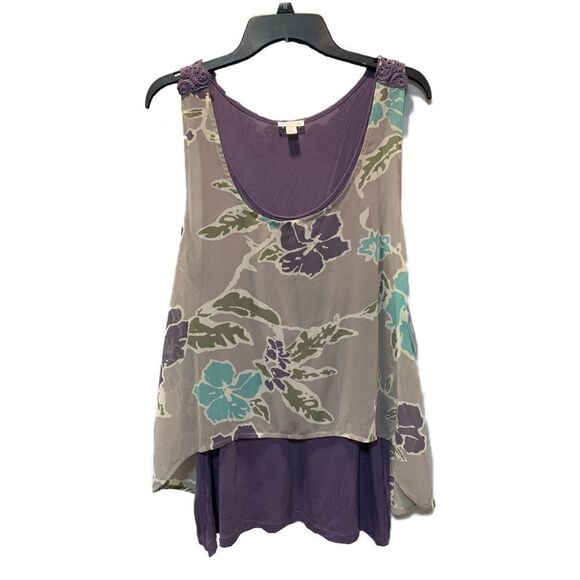 NWT relativity lavender tank top with sheer overlay size L - Picture 3 of 12